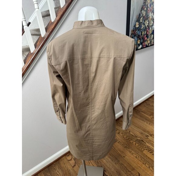 THEORY Jullitah Lace Up Front Poplin Mini Tunic Dress Moss Size 2 - Picture 3 of 3